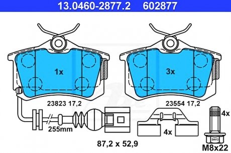 Комплект тормозных колодок, дисковый тормоз ATE 13046028772