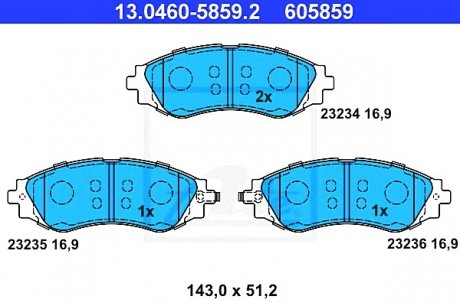 Комплект тормозных колодок, дисковый тормоз ATE 13046058592