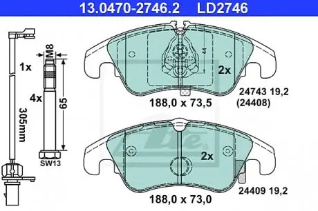Гальмівні колодки, дискові ATE 13047027462