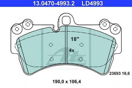 Комплект тормозных колодок, дисковый тормоз ATE 13047049932 (фото 1)
