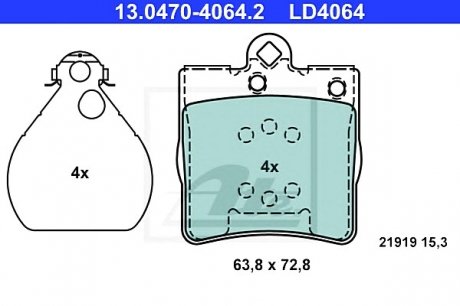 Комплект тормозных колодок, дисковый тормоз ATE 13047040642