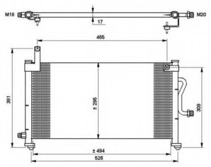 Радіатор кондиціонера (з осушувачем) Daewoo Matiz 0.8/1.0 98- NRF 35765 (фото 1)