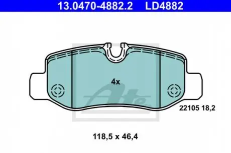 Тормозные колодки ceramic 13.0470-4882.2 ATE 13047048822