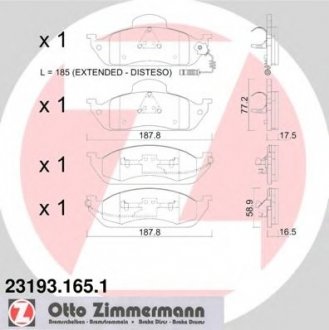 Комплект гальмівних колодок, дискове гальмо ZIMMERMANN 231931651 (фото 1)