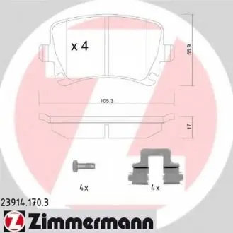 Комплект тормозных колодок, дисковый тормоз ZIMMERMANN 239141703