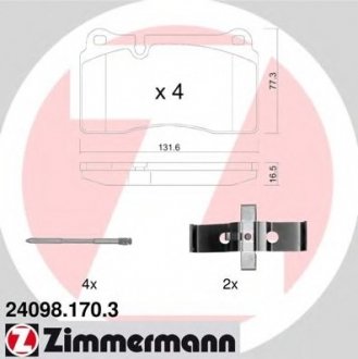 Комплект тормозных колодок, дисковый тормоз ZIMMERMANN 240981703 (фото 1)