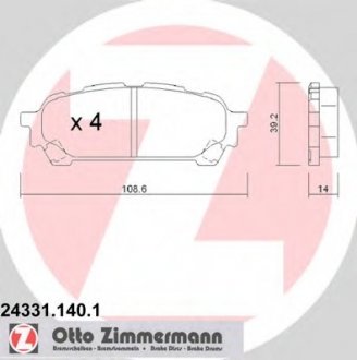 Комплект тормозных колодок, дисковый тормоз ZIMMERMANN 243311401 (фото 1)