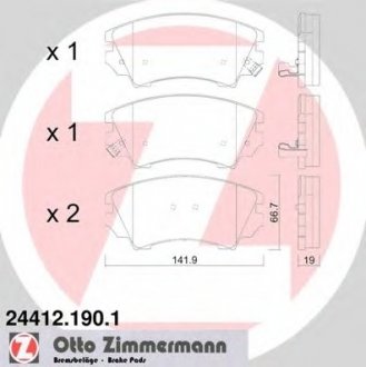 Комплект тормозных колодок, дисковый тормоз ZIMMERMANN 244121901