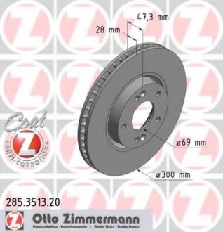Тормозной диск ZIMMERMANN 285351320 (фото 1)