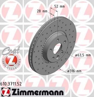 Тормозной диск ZIMMERMANN 610371152 (фото 1)