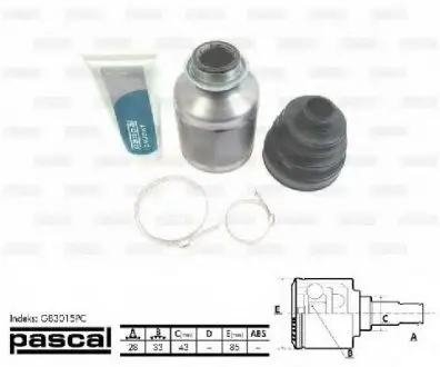 Шарнір привідного валу PASCAL G83015PC