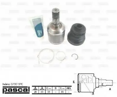 Шарнирный комплект, приводной вал PASCAL G73015PC