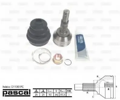 Шарнирный комплект, приводной вал PASCAL G11081PC