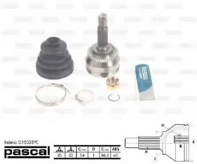 Шарнірний комплект, приводний вал PASCAL G15028PC