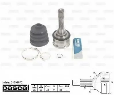 Шарнирный комплект, приводной вал PASCAL G18019PC