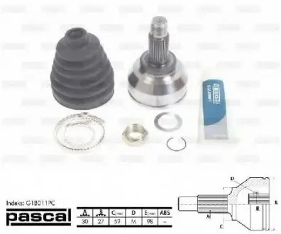 Шарнирный комплект, приводной вал PASCAL G1B011PC