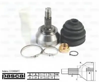 Шарнирный комплект, приводной вал PASCAL G1D006PC
