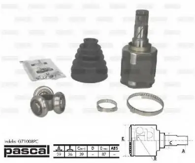 Шарнирный комплект, приводной вал PASCAL G71008PC