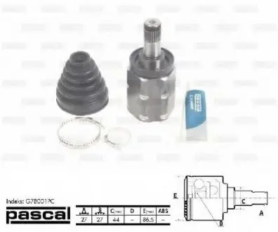 Шарнирный комплект, приводной вал PASCAL G7B001PC