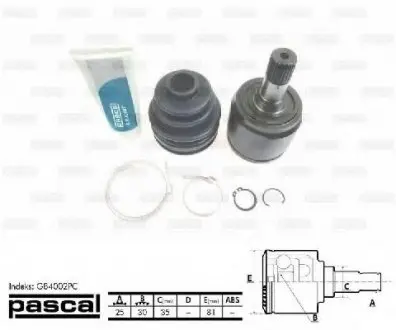 Шарнирный комплект, приводной вал PASCAL G84002PC