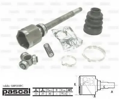 Шарнирный комплект, приводной вал PASCAL G8P001PC