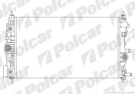Радіатори охолодження 680x382x28 A/P паяння КПП=A AC=(+/-) OPEL ASTRA J 09- 1956ccm A20DTH (PJ) Polcar 551108-7