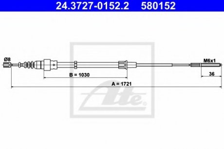 Трос, стояночная тормозная система ATE 24372701522 (фото 1)