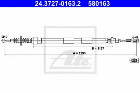 Трос, стояночная тормозная система ATE 24372701632 (фото 1)