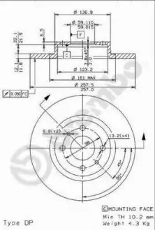 Тормозной диск BREMBO 08962114