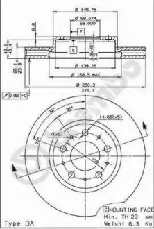 Тормозной диск BREMBO 09556821
