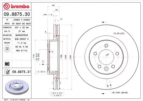 Тормозной диск BREMBO 09887531 (фото 1)