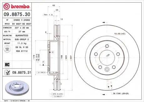 Тормозной диск BREMBO 09887531 (фото 1)