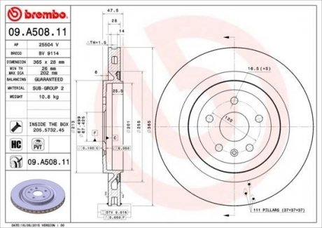 Тормозной диск 09.A508.11 BREMBO 09A50811