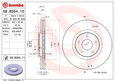 Тормозной диск 09.B354.11 BREMBO 09B35411