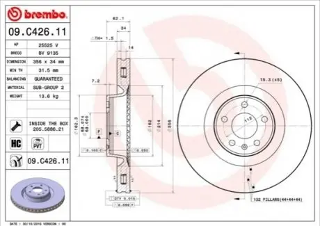 Тормозной диск 09.C426.11 BREMBO 09C42611