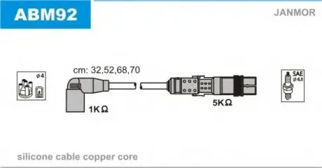 Комплект дротів запалювання Janmor ABM92