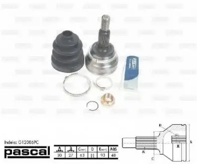 Шарнирный комплект, приводной вал PASCAL G12086PC