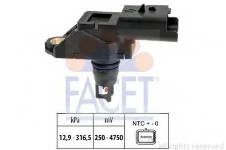 Датчик тиску наддуву Berlingo/Partner 1.6 HDi 10-/Scudo/Jumpy/Expert 2.0 HDi 10- 10.3261 FACET 103261