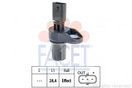 Датчик положення розподілвалу BMW 1/2/3/4/5/6/7/X1/X3/X4/X5/X6 1.6-3.0 d 03-> 9.0757 FACET 90757