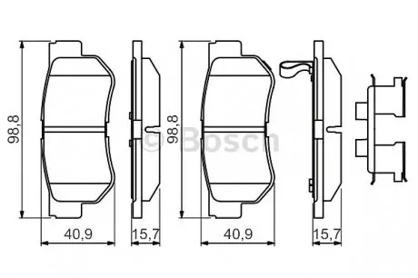Комплект тормозных колодок, дисковый тормоз BOSCH 0986494635