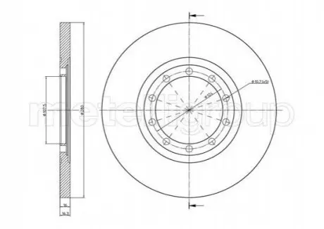 Гальмівний диск зад. Transit V347 06- (H=16mm) 800-998C CIFAM 800998C
