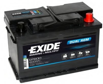 Стартерная аккумуляторная батарея EXIDE EP600 (фото 1)