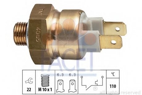 Термовыключатель, сигнальная лампа охлаждающей жидкости 7.4085 FACET 74085 (фото 1)