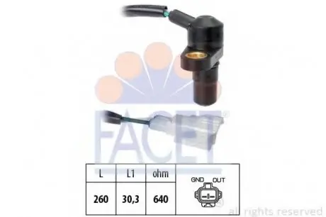 Датчик положення колінвала Peugeot 107 / Toyota Aygo 1.0/1.3i/1.4 Hdi 05-14 9.0465 FACET 90465