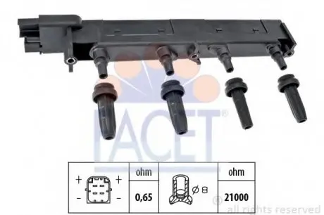 Котушка запалення Citroen C5/Jumpy/ Peugeot 206/307/407 1.8/2.0 99- 9.6308 FACET 96308