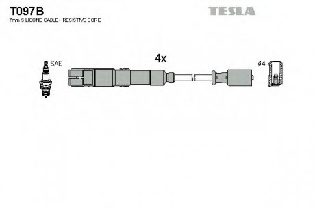 Комплект проводов зажигания TESLA T097B