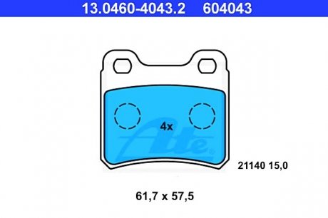 Комплект тормозных колодок, дисковый тормоз ATE 13046040432