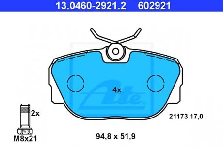 Комплект тормозных колодок, дисковый тормоз ATE 13046029212 (фото 1)
