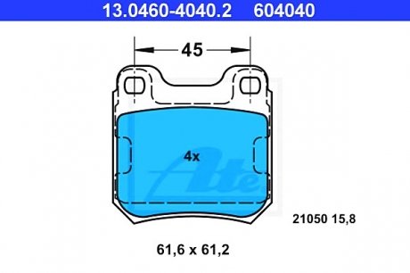 Комплект тормозных колодок, дисковый тормоз ATE 13046040402 (фото 1)