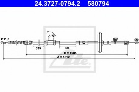 Трос, стояночная тормозная система ATE 24372707942 (фото 1)